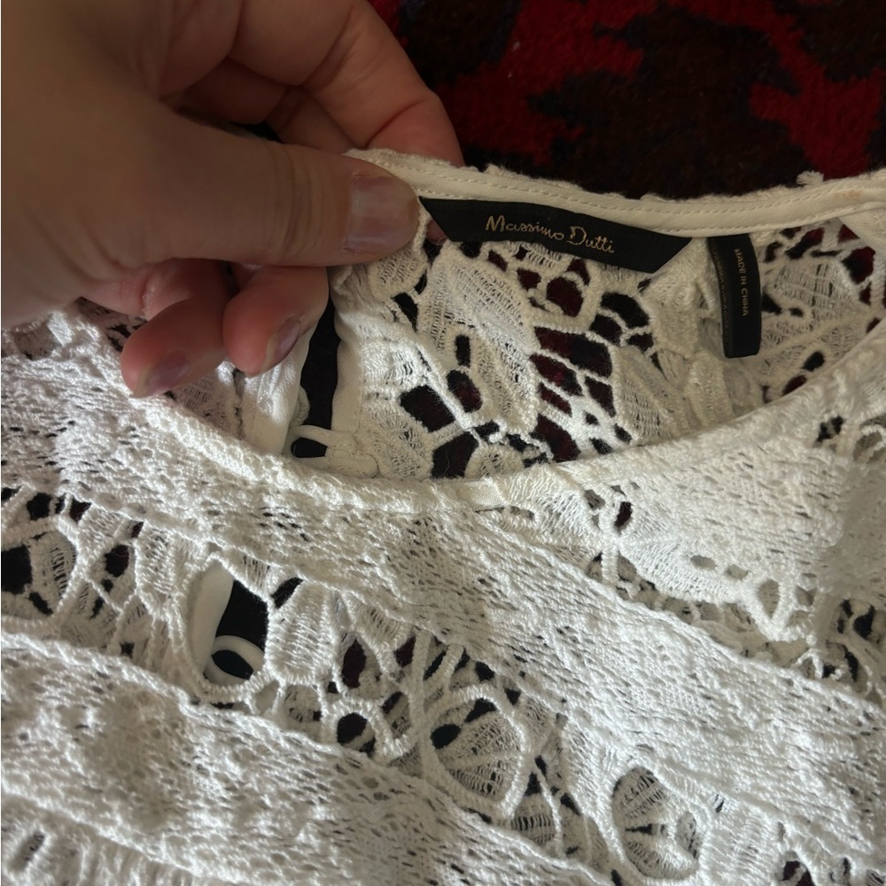Massimo Dutti cotton floral lace top - Picture 2 of 10